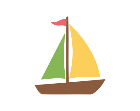 Fishing boat drawing set isolated on white. Colorful icon collection. Small ships in cute flat design. Kid toy style. Vector