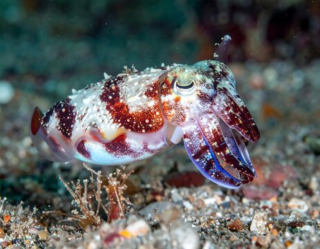 Colorful cuttlefish underwater marine life ocean creature
