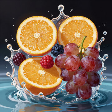 Manga Splash Lime. Water-Soaked Fresh Fruit Arrangement