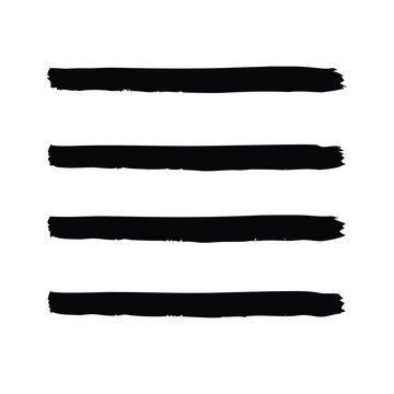 Thick Black Ink Horizontal Brush Stroke Stripe Pattern Background