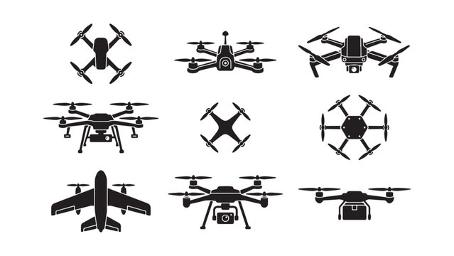 Collection of Unmanned Aerial Vehicle (UAV) and Drone Silhouettes