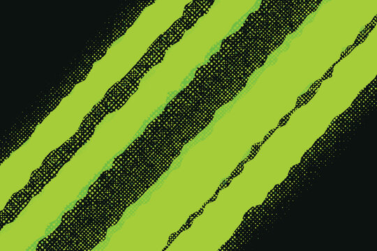 Diagonal halftone stripes in neon green and black digital texture