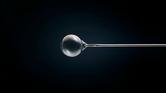 Close-up of a glass thermometric thermometer with metal probe and spherical bulb