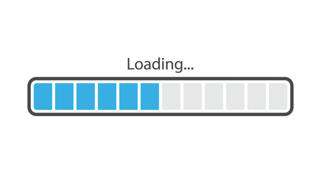 A horizontal blue and grey progress bar shows the current status of a digital loading process