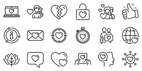 Fototapeta premium Love Line Icon Collection — Heart, Valentine’s Day, Romance, Relationship and Romantic Outline Vector Icons Collection