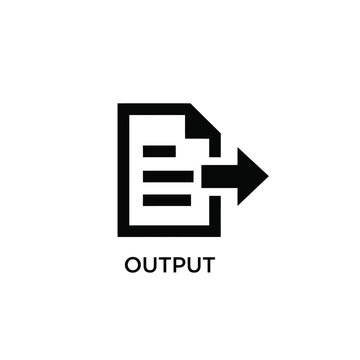 Document with arrow icon flat black silhouette on a white background for digital interface design icon file export send