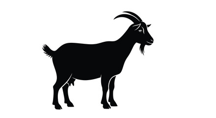 Fototapeta premium Black Goat Silhouette Against A White Background Silhouette