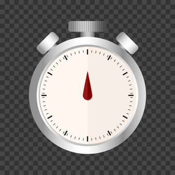 Realistic Silver Stopwatch Illustration with Analog Timer Dial Precision Time Measurement and Sports Timing Design