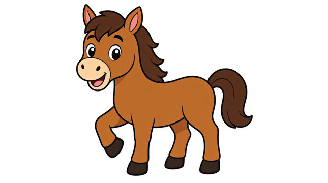 Brown cartoon horse with mane.
