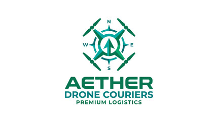 Fototapeta premium Aether Drone Couriers Premium Logistics Logo.
