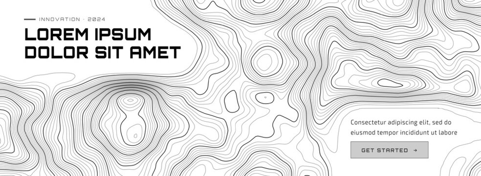 Digital line map layer with intricate topographic contour patterns. Topography and terrain illustration featuring global nautical design. Abstract vector graphic of waves mountains and europe.