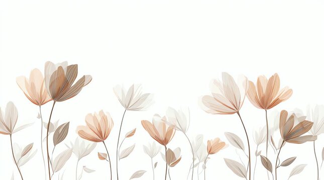 Delicate abstract flower arrangement minimalist artwork with soft pastel tones