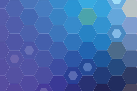 Geometric hexagon pattern with blue and purple gradient background, featuring nested hexagonal shapes