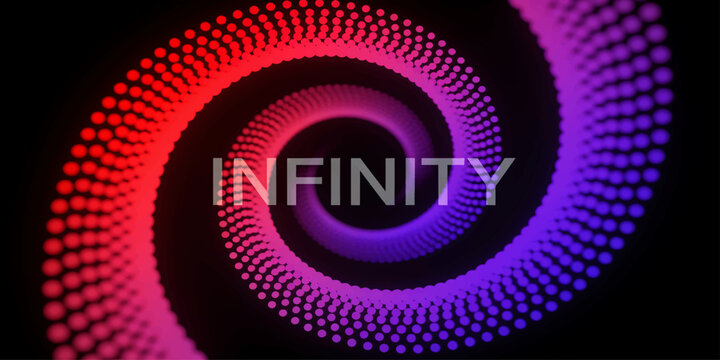 INFINITY Text with Pink/Purple Dotted Spiral