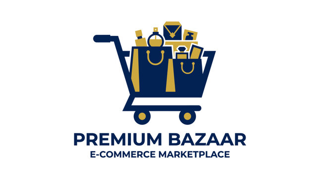 Premium Bazaar E-Commerce Marketplace Shopping Cart Logo.