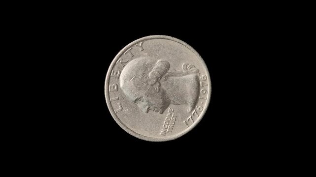 1976 vintage US Quarter Dollar turnable coin. heads side coin