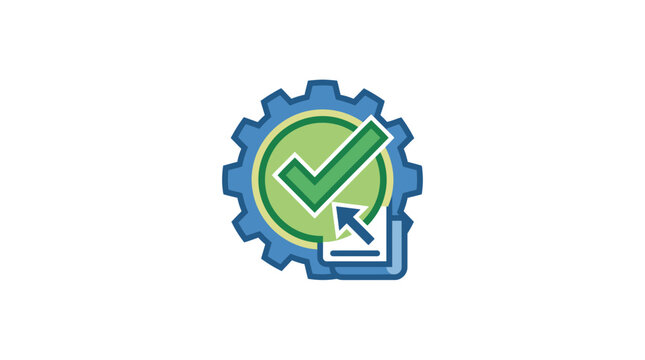 Green check mark gear icon button.