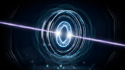 Fototapeta premium Futuristic Digital Data Storage with Circular Light and Technology Effects