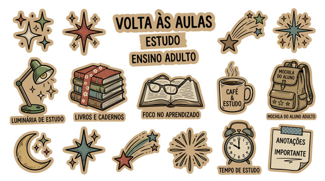 Collection of embroidered patches with educational and motivational themes for students