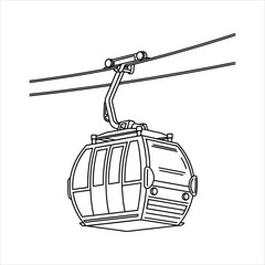 Aerial cable car gondola lift outline vector illustration © PicNest