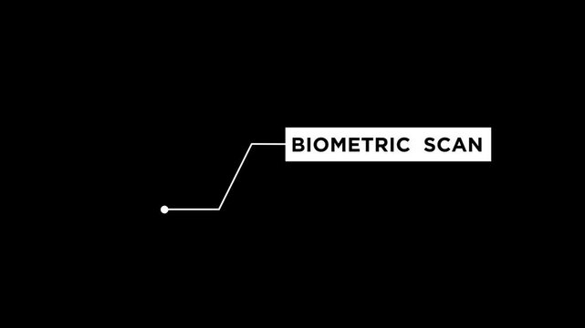 A new digital callout futuristic hud animation with text "Biometric Scan" on black background.Abstract Biometric Scan HUD elements animation.