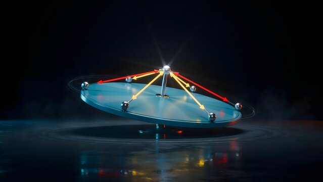 Futuristic propulsion device with glowing elements and tech structures in dark environment