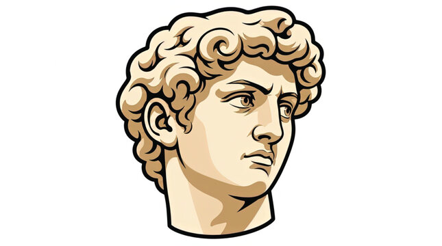 David Statue Head Closeup Illustration.