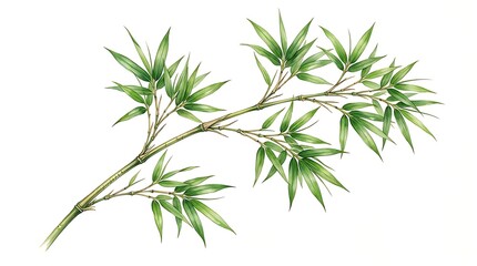 Fototapeta premium Watercolor botanical illustration of bamboo branch