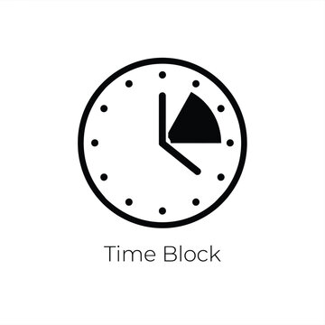 Clock face with a triangular segment highlighted a black and white flat icon on a white background time timekeeping