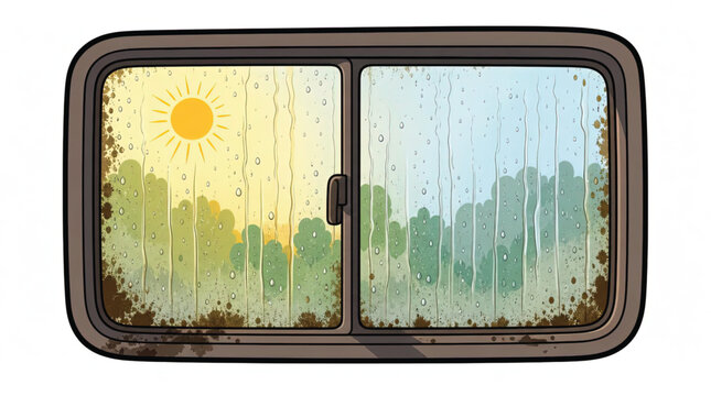 Rusty Window with Rain Drops.