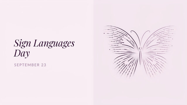 International day of sign languages concept with butterfly illustration