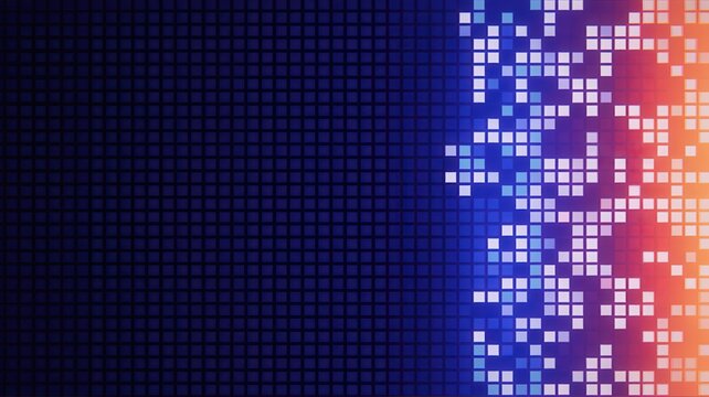 Abstract digital background with glowing square pixels