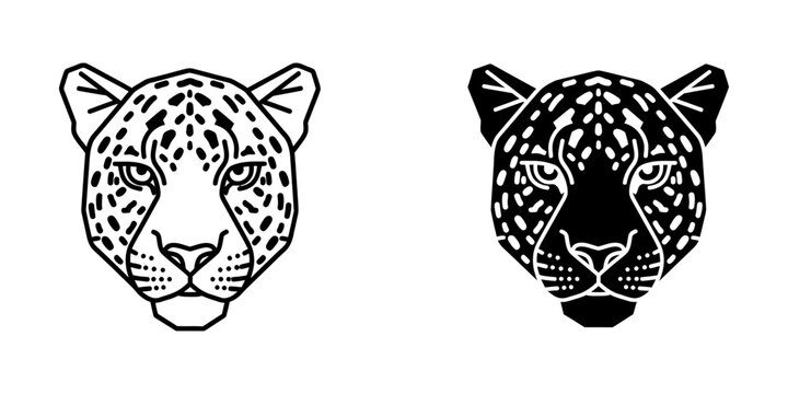 Portrait of leopard head vector line art silhouette with big cat portrait wildlife predator illustration silhouette monochrome creature