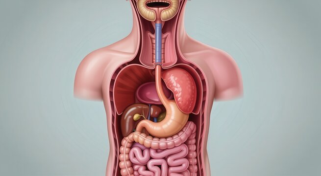 Anatomical illustration of the human digestive system
