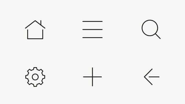 User interface navigation line icon sheet &ndash; Perfect for website menu design, application interface wireframing, or software design assets.