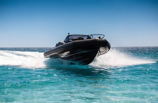 High-Speed RIB Motorboat Cruising in Tropical Waters