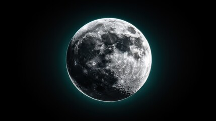 Fototapeta premium A breathtaking close up of the full moon lighting up the night sky showcasing intricate craters and textures
