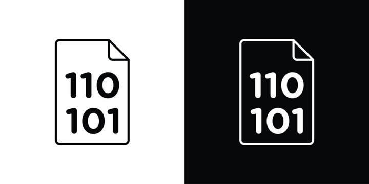 Binary code icon graphics editable linear strokes