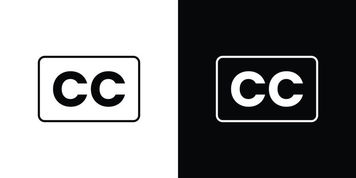 Closed caption icon graphics editable linear strokes