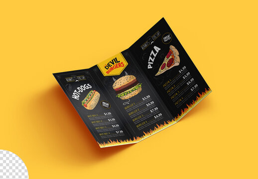 Trifold Paper Leaflet Flyer Brochure Mockup Isolated