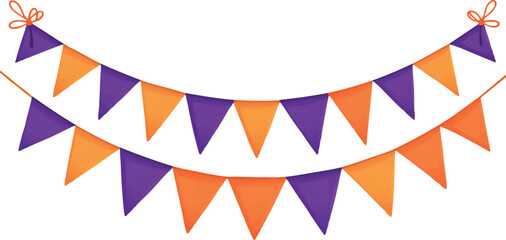 Obraz premium purple and orange bunting banner vector, isolated on a transparent background.