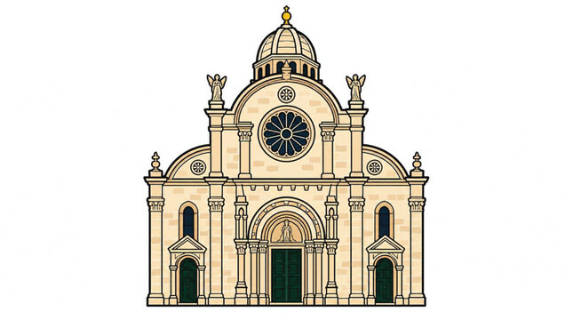 Large beige stone church building exterior.