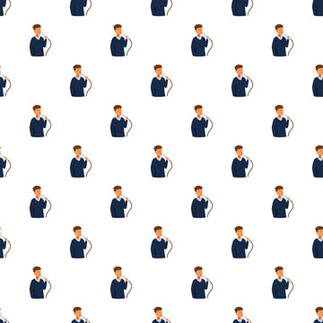 Men smoking hookah seamless pattern on white background