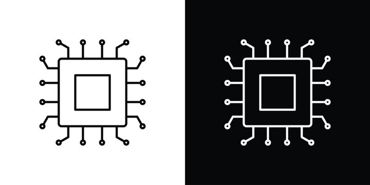 Processor icon graphics editable linear strokes