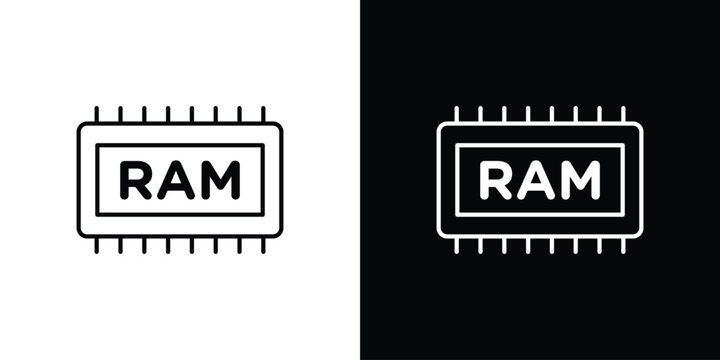 Ram memory icon graphics editable linear strokes
