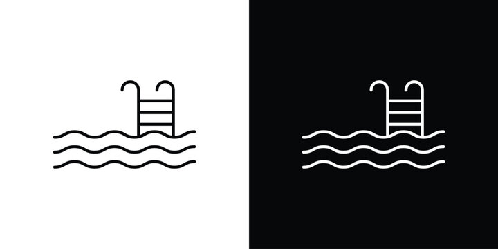 Swimming pool icon graphics editable linear strokes