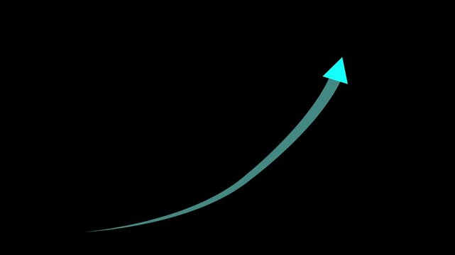 Business growth arrow and graph chart animation. Up arrow animation on black background.