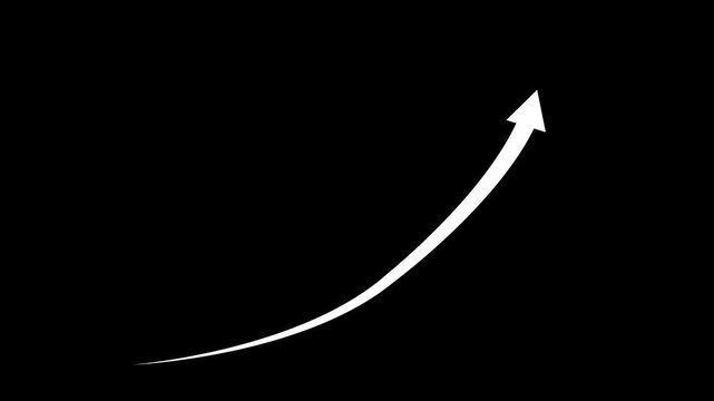 Business growth arrow and graph chart animation. Up arrow animation on black background.