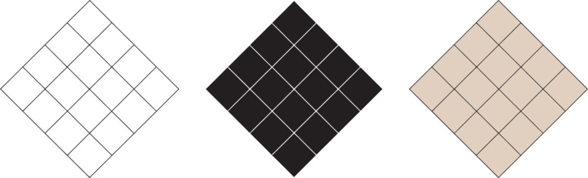 Outline silhouette parquet icon set, minimalist vector illustration collection featuring wooden flooring patterns, planks and textures for interior design, architecture and home decoration projects.