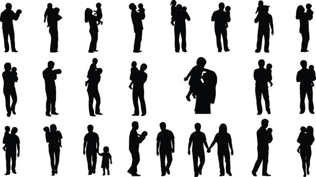 Silhouettes depict parents with their children.
